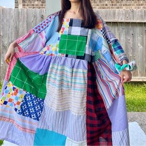 Handmade Quilted Patchwork Dress + Scrunchies SKU 08095 Plaid